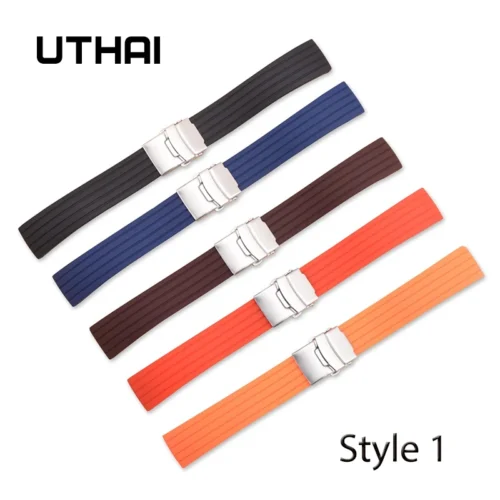UTHAI P34 Soft Silicone Strap 16mm 18mm20mm22mm24mm Watch Band Soft Silicone Sports Waterproof Watch Band