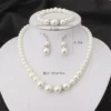 Necklace Bracelet Earrings 3pcs/set Jewelry Set for Women Elegant Wedding Party Imiation Pearl Crystal Beads Accessories Gift
