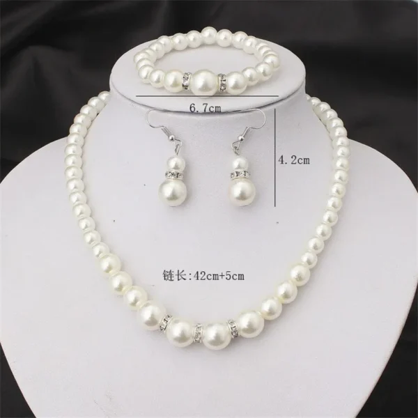 Necklace Bracelet Earrings 3pcs/set Jewelry Set for Women Elegant Wedding Party Imiation Pearl Crystal Beads Accessories Gift
