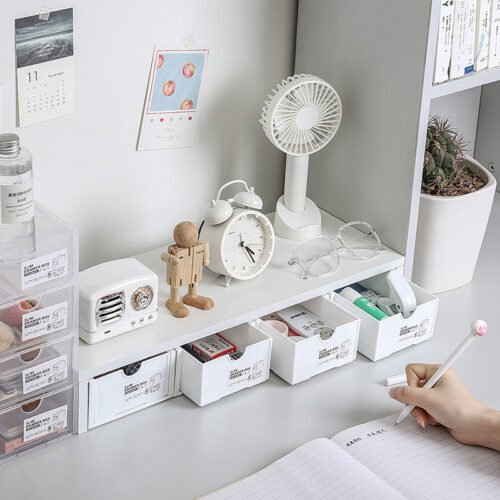 Stackable Desktop Storage Box Dormitory Desk Drawer Stationery Storage Rack Office Desk Station Elevated Rack Small Box