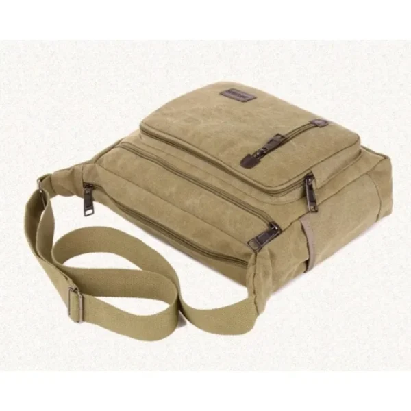 Canvas Shoulder Crossbody Bag for Men Women Retro Simple Fashion Multi Layered Square