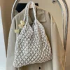 Fashion Crochet Bags for Women Summer Beach Tote Bag Raffia Aesthetic Totes Straw Handbag Bohemian Boho Woven Knit Shoulder Bag