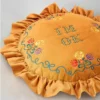 European-Style Pillow Two-Sided Sponge Balcony Cushion Home Decoration Embroidery Letter Printing Ruffled Round Love Pillowcase