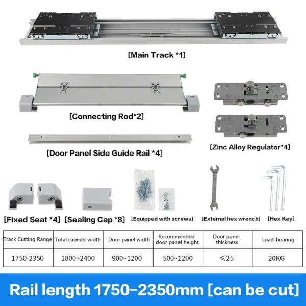 Cabinet Small Flat Lay Bus Sliding Door Pulley Track Wall Cabinet Floor Cabinet Double Damping Buffer Sliding Door Hardware