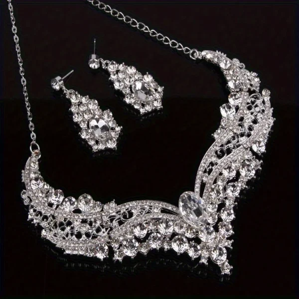 S05c6584d50494559be9df509eb1cdfe6B.webp Jewelry Jewelry Sets Necklace Set Women's Geometric Earrings Wedding Bridal Jewelry For Brides