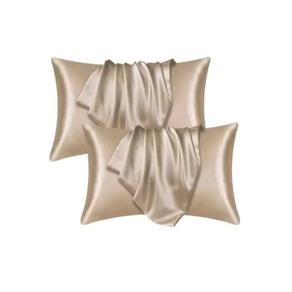 S07ad732860e84ca78a71d09b503f4f8fV.webp 2 Pair Satin Pillowcase - Anti-Allergy Breathable Bedding Polyester Satin with Envelope Closure Machine Washable & Skin-Friendly