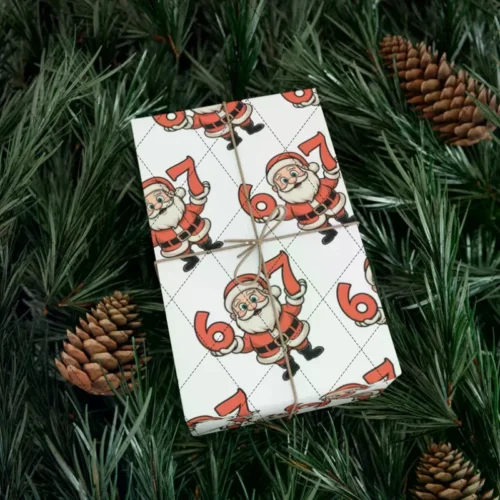 Holiday Gift Wrap with Santa 67, Funny Christmas Themed Wrapping Paper, Kid's Holiday Gift