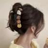 4Pcs Elegant Large Hair Claw Clips for Women Chic Wavy Design with Color Accents Non-Slip Shark Clips Head Hair Accessories