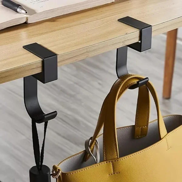 S0f988a6381514ea7aa58595187cef3b4D.webp Desk Hook Organizer Anti-Slip Design Sleek Black White for Office Student Desk Organization Bag Storage Utility Hooks