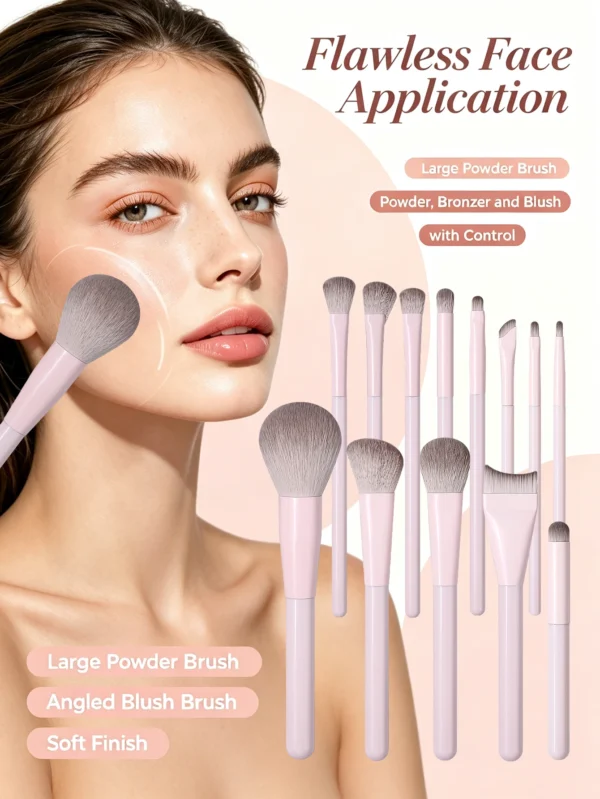 S12092cdf57c74b95ab7046a6074aaddf3.webp Makeup Brush Set - Soft Synthetic Hair Brushes for Beauty Tools - Foundation Brush, Blush Brush, Eye Shadow Brush, Powder Puff
