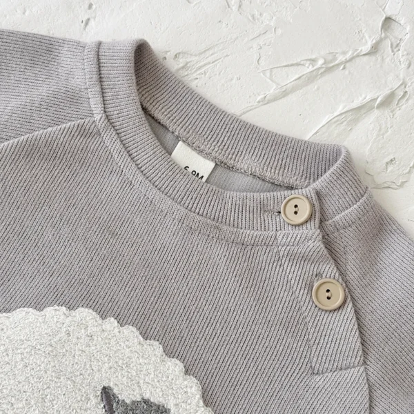 S171f328c598248ecb318c0b5b5b2200bn.webp Baby Girl Clothes Cotton Spring Fall Baby Boy Clothing Lamb Pattern Towel Embroidery Top+Casual Knee Protection Pants Sets