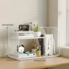 S18184ed06b8b47f18e1184996eae057d5.webp Desktop Bookshelf Tiered Desk Organizer - Durable Bookshelf For Office, Student Desk Shelves Racks Storage Holders Organizer