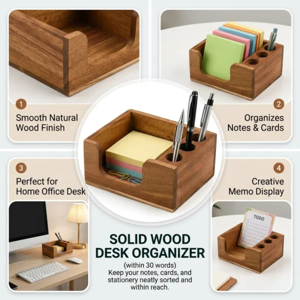 S1829d9e22f504167aab9b53e6eae74ffJ.webp Solid Wood Desk Organizer with Smooth Surface and Eco-Friendly Finish Features Scientific Compartment Design for Office Students