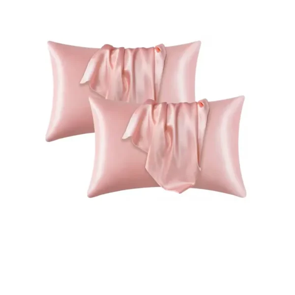 S1b4f1e120af84dd2a7e79d9e7f61dfd7Y.webp 2 Pair Satin Pillowcase - Anti-Allergy Breathable Bedding Polyester Satin with Envelope Closure Machine Washable & Skin-Friendly