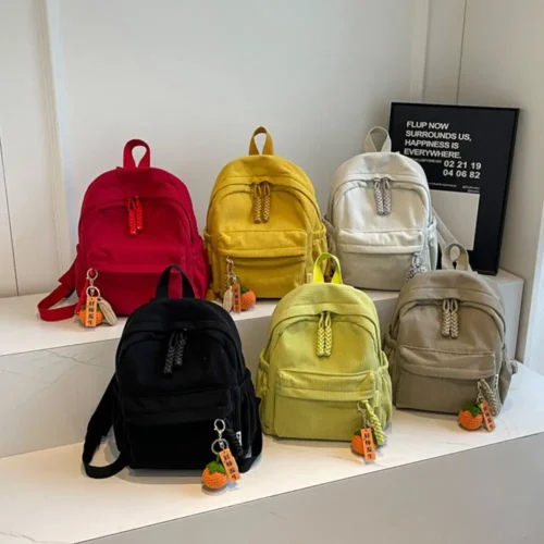 Travel Bag Daily Use Lightweight Corduroy Backpack Solid Color Practical Small Backpack Japanese Style Casual Travel Bag Women