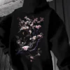 Men'S Hoodie Designed with Retro Ink Wash Style Cherry Blossom Branches Reflecting Eastern Aesthetics Made from Knit Fabric