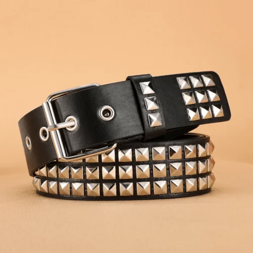 Trend Rivet Belt Heavy Metal Belt Men Women Punk Nightclub Rock Style Belt Jeans Belt Y2K Belt Fashion Decoration Women' Belt