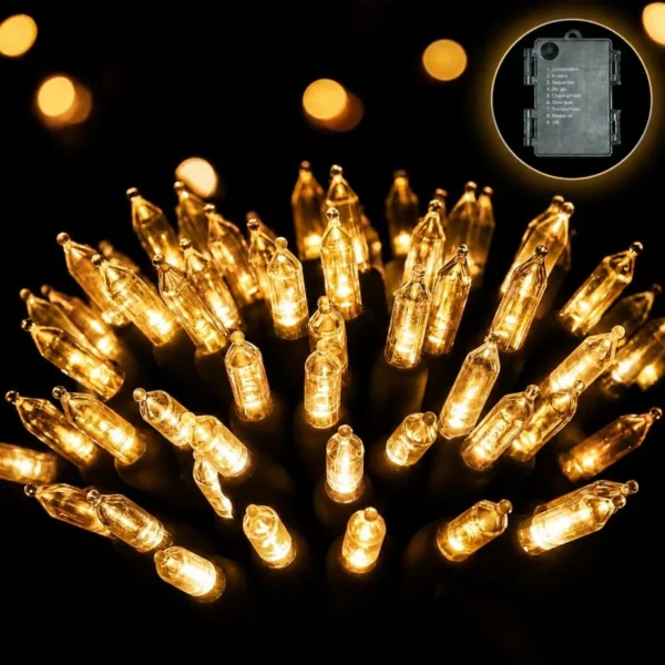 Decorative Christmas String Lights Battery Box Mini Bulb Warm White Multicolor 8 Effects Waterproof IP54 Rating Patio Decor XL