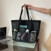 S262cf51dcffa41bab0457ba42d503151s.webp Portable Mesh Beach Bag For Women Makeup Travel Storage Wash Bag Summer Travel Swimming Bath Bag Organizer Shopper Totes
