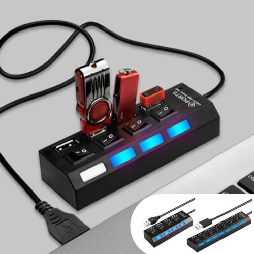 S2cd6f129bd374f5eaf9a19d67a7dbf361.webp USB C Hub Multi-Port Data Splitter, Compact Anti-Slip Hub with Independent Button for Remote Work, Game Setup, Studio Travel