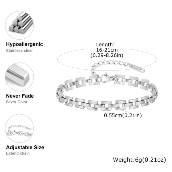 Minimalist Watch Band Link Chain Bracelet for Women, Stainless Steel Waterproof Bracelets,Trendy Jewelry Gift