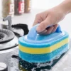 S342aa459a5a24be4accae3c48a9bf831v.webp Household Cleaning Brush With Handle Dish Soap Bathroom Kitchen Tub Thicken Scrubbing Sponge Wipe Durable Tools Accessories Home
