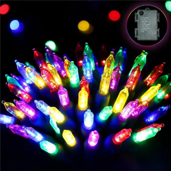 Decorative Christmas String Lights Battery Box Mini Bulb Warm White Multicolor 8 Effects Waterproof IP54 Rating Patio Decor XL