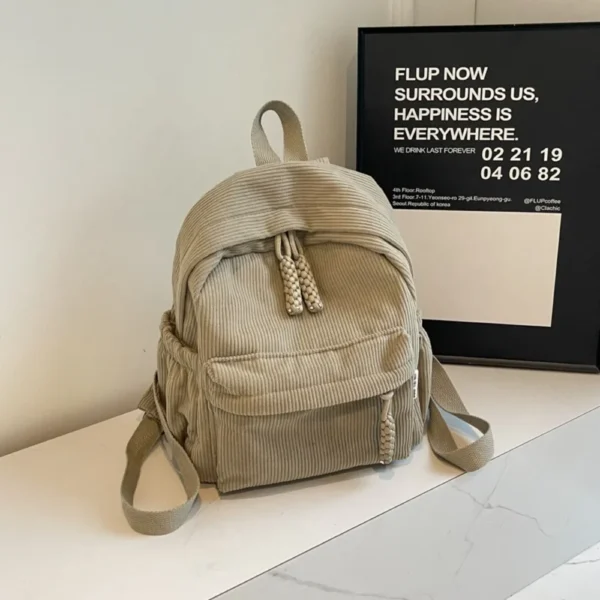 Travel Bag Daily Use Lightweight Corduroy Backpack Solid Color Practical Small Backpack Japanese Style Casual Travel Bag Women
