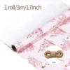 Gift Wrapping Paper with Jute Rope, Pink Christmas Tree, Suitable for Christmas, Christmas Eve, New Year, Valentine's Day, Girl