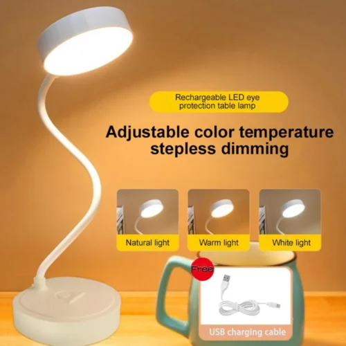 S3fe0a1eef19e459e927e411de9f9bd56j.webp Desk Lamp USB Plug Rechargeable Table Lamp Bed Reading Book Night Light LED 3 Modes Dimming Eye Protection Light Bedside Lamp