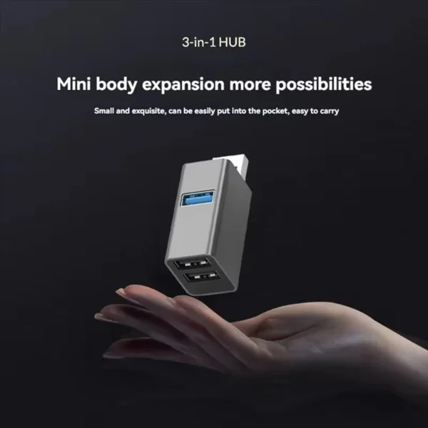 USB Hub 3 Ports High Speed USB Splitter Fast Data Transfer Portable Mini USB Extender for PC Computer Desktop Laptop USB A Hub