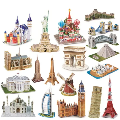 S42c5a5b275d14f3c9595a8db75cbc984m.webp Educational Toys 3D Jigsaw Puzzles Toys Children Intellectual Development Worlds Famous Building Construction 3D Puzzles Toy