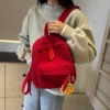 Travel Bag Daily Use Lightweight Corduroy Backpack Solid Color Practical Small Backpack Japanese Style Casual Travel Bag Women