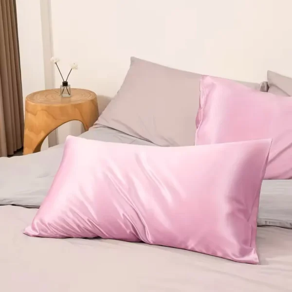 S486ff7502b1446e686252d677701f7e2M.webp 2 Pair Satin Pillowcase - Anti-Allergy Breathable Bedding Polyester Satin with Envelope Closure Machine Washable & Skin-Friendly