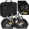 Travel Jewelry Organizer Case,Jewelry Bags Jewelry Storage Book Binder with Clear Zipper Velvet Pouch for Traveling,Earrings