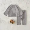 S4dba7a649b8c4438844987e48c1516b69.webp Baby Girl Clothes Cotton Spring Fall Baby Boy Clothing Lamb Pattern Towel Embroidery Top+Casual Knee Protection Pants Sets