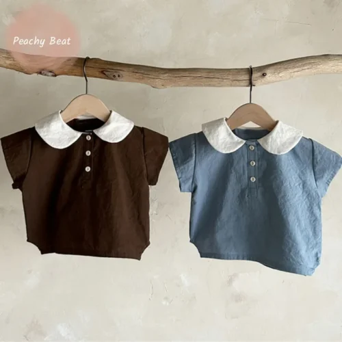 S508b503f8f2f4de7979a1d1ec64f57afa.webp Newborn Baby Boy Cotton Clothes Set Shirt+Shorts 2PCS Infant Toddler Child Fashion Soild Pajamas Suit Outwear Baby Clothes 0-5Y