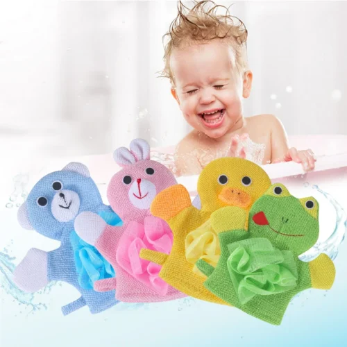 S52287a80536c4b8fb13af30ae4b07109o.webp Cartoon Baby Bath Brushes Shower Wash Cloth Towels Soft Fabric Strong Water Absorption Cute Animals Style Kids Care Accessories