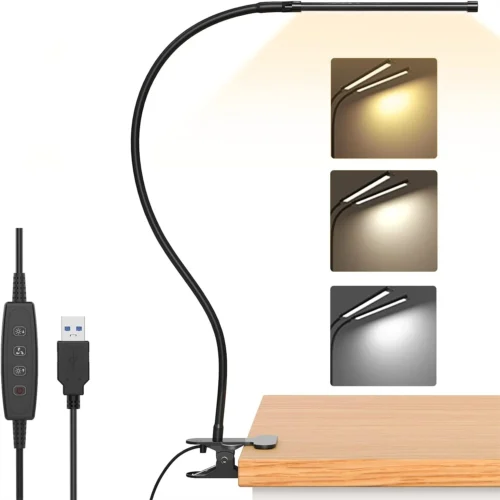 S53a8fc447e6842deac73899f86e1ce46Y.webp Desk Lamps LED Book Light USB Rechargeable Reading Light Warm Cool White Daylight Portable Flexible Easy Clip Night Reading Lamp