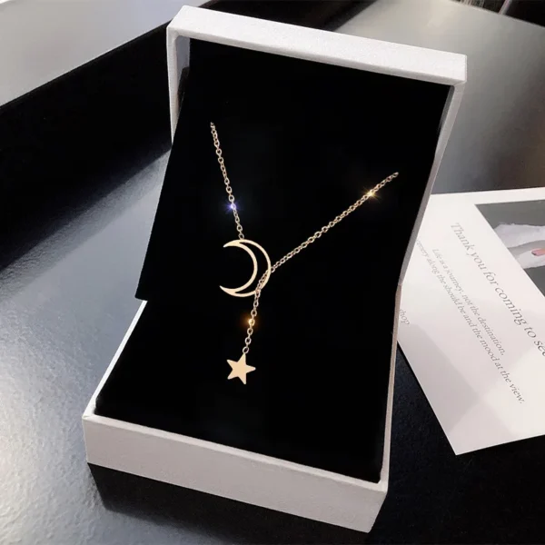 S56dfb837bc80426992161a6d8426c5ecT.webp New Simple Moon Star Pendant Choker Necklace Simple Gold Color Alloy Charm Chain Collares Necklace For Women Party Jewelry