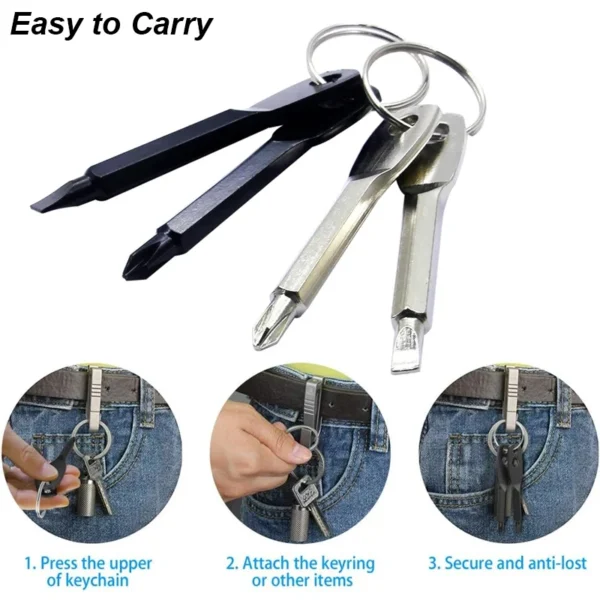 S56fc9c79bb674f96850cb6179c945cb6G.webp Portable Phillips Slotted Screwdriver Set Key Ring Keychain Mini Pocket Keyring Cross Screw Driver Repair Tool Gadget EDC Small
