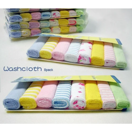 S57a8020ee1d94c32a1b045850ab2c4fcS-1.webp RANDOM 8PCS Baby Washcloths Set Soft Absorbent Organic Cotton Washable Saliva Towel Face Wipes Newborn Bath Kids Face Towel