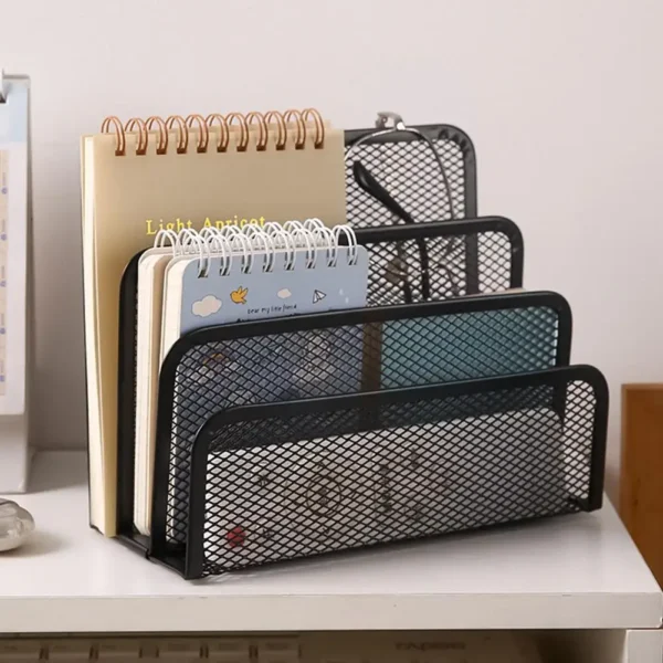 Desk Mail Organizer Small File Holders Letter Organizer Metal Mesh Document/Filing/Folders/Paper Organizer for Desktop