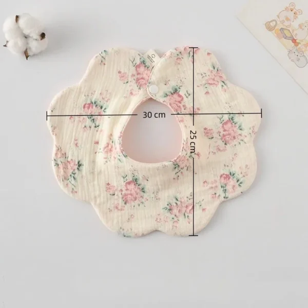 S5ccd276624744427b1c140b87c4563fd3.webp Cute Two-sided Usable Baby Feeding Bib Pure Cotton Gauze Pacifier Saliva Towel Breathable Petal Bib For Newborn Toddler
