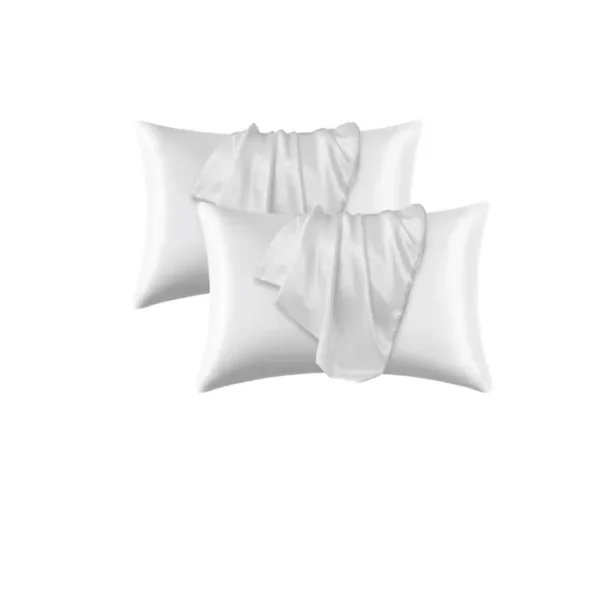S5e9664e46dc445d8bcda1570c03f855eX.webp 2 Pair Satin Pillowcase - Anti-Allergy Breathable Bedding Polyester Satin with Envelope Closure Machine Washable & Skin-Friendly