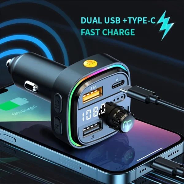 S64c164a05dfd4835bfc30b73d9cab4cfn.webp Car FM Transmitter Bluetooth Wireless Adapter Hands-Free Calling USB Charger Audio Receiver for Music Streaming in Vehicles Plus