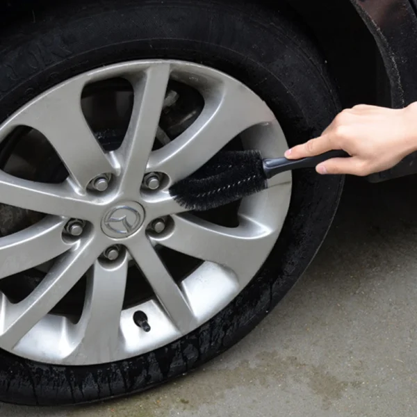 S65dce4878d66478da3e9a2755136c8df4.webp Car Wheel Brush Tire Cleaning Brushes Tools Car Rim Scrubber Cleaner Duster Handle Motorcycle Truck Wheels Car Detailing Brush