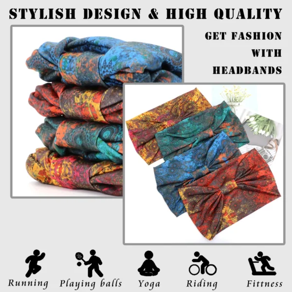 S68b5fdb143a94f70ae1c0edff973e19bM.webp Boho Headbands for Women Knotted Wide Headwrap Turban Yoga Workout Head Bands Stretch Hiarbands Cotton Bandana Hair Accessories