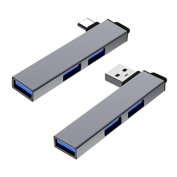USB Hub, 3-Port Aluminum USB Hub with USB 2.0 Port and USB 3.0 Port, USB Splitter, USB Extender for Laptop, PC, Flash Drive, HDD