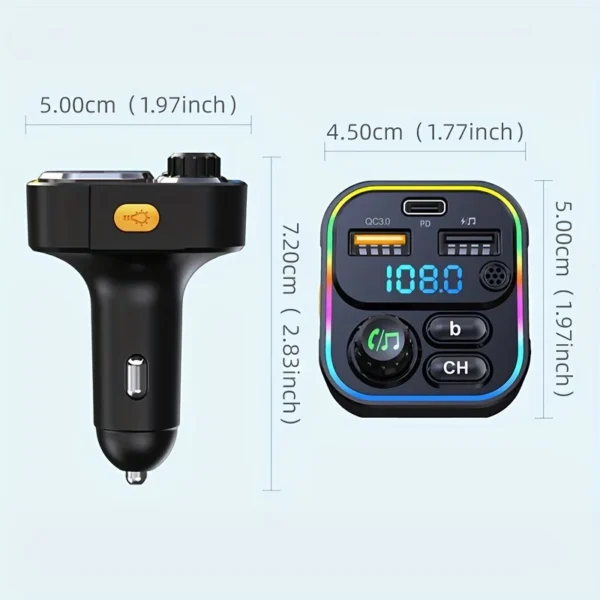 S706e18f292b24db19a3b7e23ef6c00f3k.webp FM Transmitter Bluetooth 5.3 Handsfree Car AUX Radio Modulator MP3 Player with PD20W QC3.0 Fast Charge Adapter Car Accessories